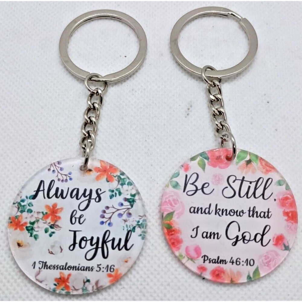 "Always be Joyful" - Multi Colored Inspirational Bible Verse Keychain Set - New